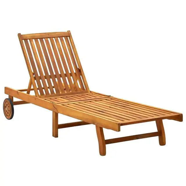 Alt view image 10 of 13 - vidaXL Patio Sun Lounger with Cushion Solid Acacia Wood