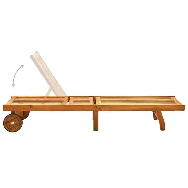 Alt view image 12 of 13 - vidaXL Patio Sun Lounger with Cushion Solid Acacia Wood