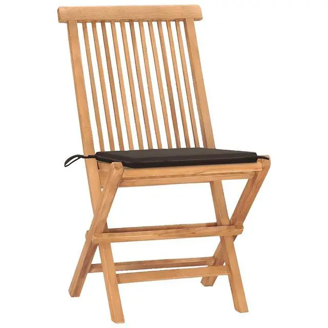Alt view image 2 of 7 - vidaXL 3 Piece Folding Patio Dining Set with Cushion Solid Teak Wood