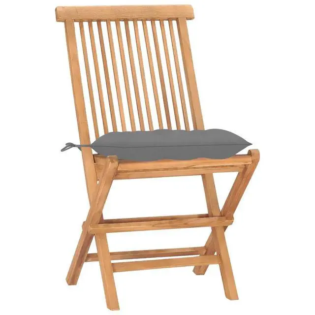 Alt view image 2 of 7 - vidaXL 3 Piece Folding Patio Dining Set with Cushion Solid Teak Wood