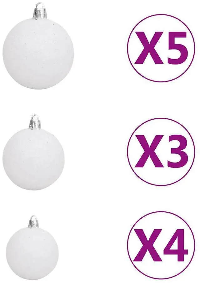 Alt view image 12 of 13 - vidaXL Artificial Christmas Tree with LEDs&Ball Set White 47.2"
