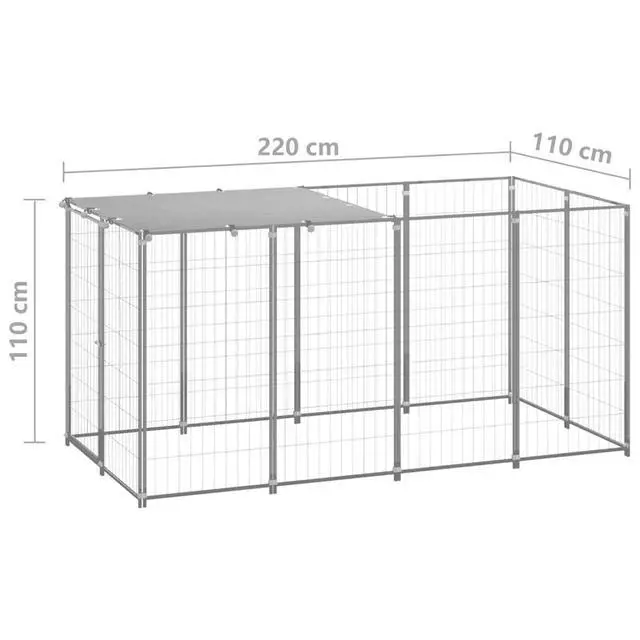 Alt view image 12 of 12 - vidaXL Dog Kennel Silver 26 ft Steel
