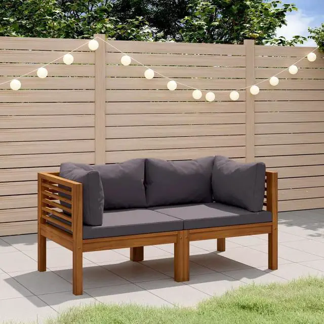 Main image of vidaXL 2-Seater Patio Sofa with Cushion Solid Acacia Wood