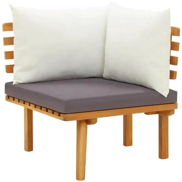 Alt view image 8 of 11 - vidaXL 3 Piece Patio Lounge Set with Cushions Solid Acacia Wood