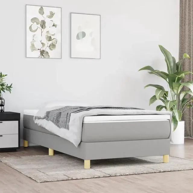 Alt view image 8 of 14 - vidaXL Box Spring Bed Frame Base Light Gray 39.4"x79.9" Twin XL Fabric