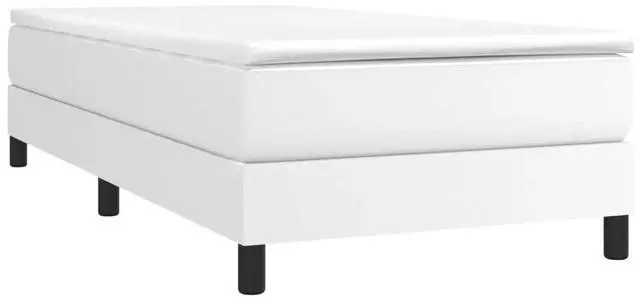 Alt view image 9 of 13 - vidaXL Box Spring Bed Frame White 39.4"x79.9" Twin XL Faux Leather