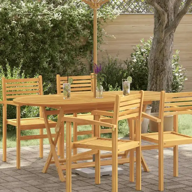 Alt view image 8 of 13 - vidaXL Outdoor Dining Table Folding Garden Patio Table Solid Eucalyptus Wood