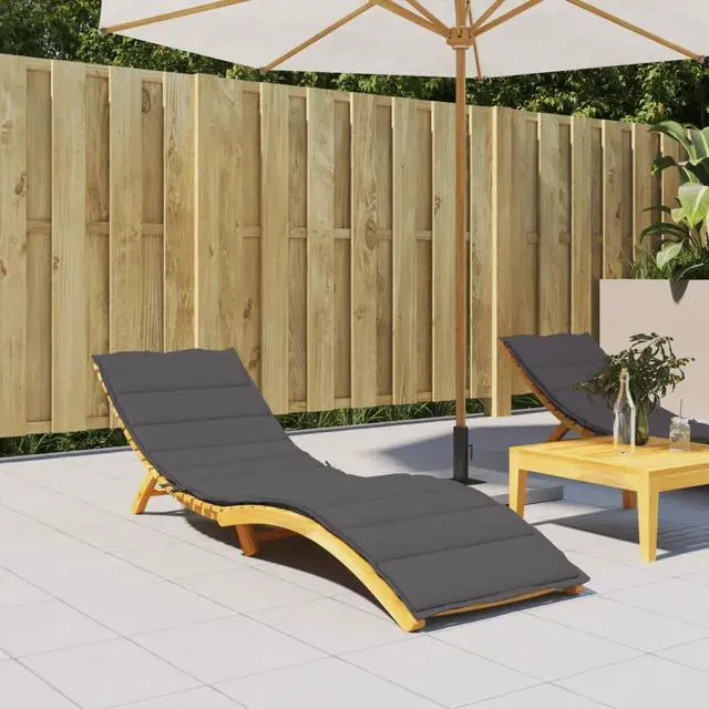 Alt view image 8 of 14 - vidaXL Sun Lounger Cushion Anthracite 78.7" Fabric Outdoor Lounge Seating Pad