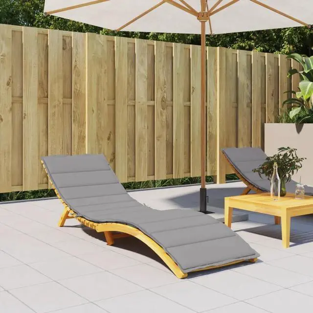 Alt view image 20 of 20 - vidaXL Sun Lounger Cushion Gray Fabric Outdoor Patio Lounge Seating Sunbed Pad