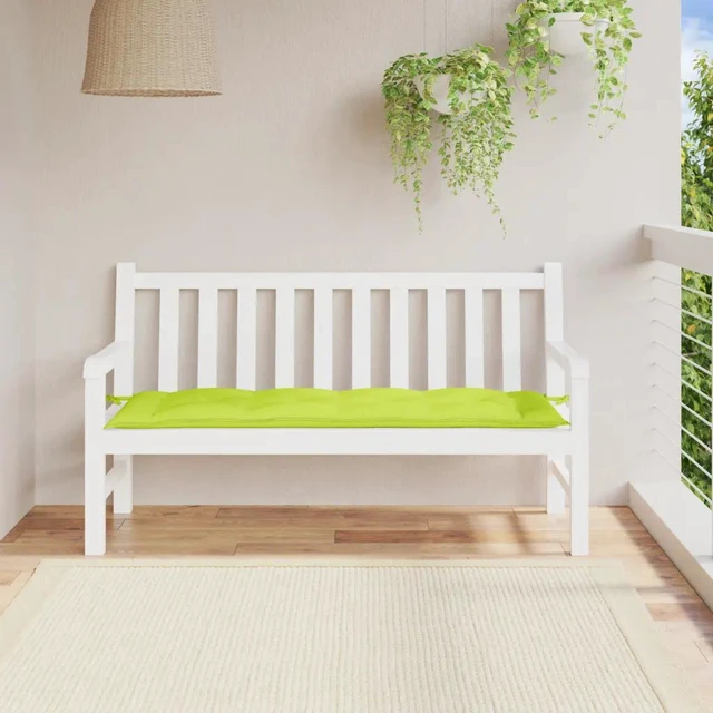 Alt view image 8 of 12 - vidaXL Garden Bench Cushion Bright Green 59.1"x19.7"x2.8" Fabric
