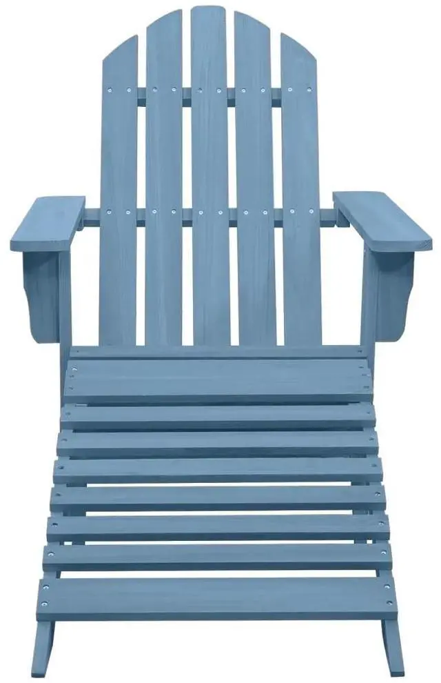 Alt view image 14 of 19 - vidaXL Patio Adirondack Chair with Ottoman Solid Fir Wood Blue