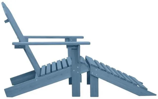 Alt view image 15 of 19 - vidaXL Patio Adirondack Chair with Ottoman Solid Fir Wood Blue