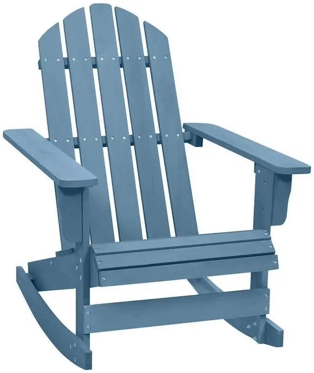 Alt view image 7 of 10 - vidaXL Patio Adirondack Rocking Chair Solid Fir Wood Blue