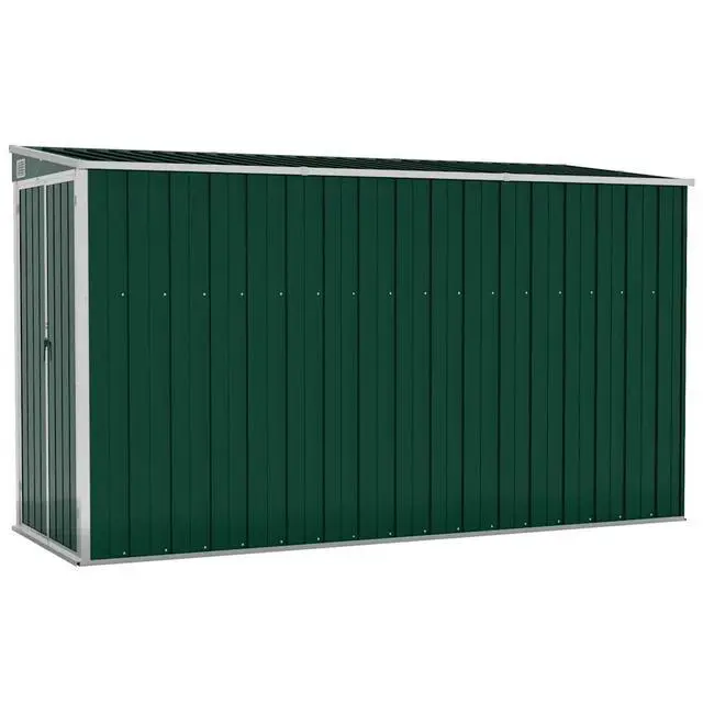 Alt view image 6 of 10 - vidaXL Wall-mounted Garden Shed Green 46.5"x113.4"x70.1" Galvanized Steel