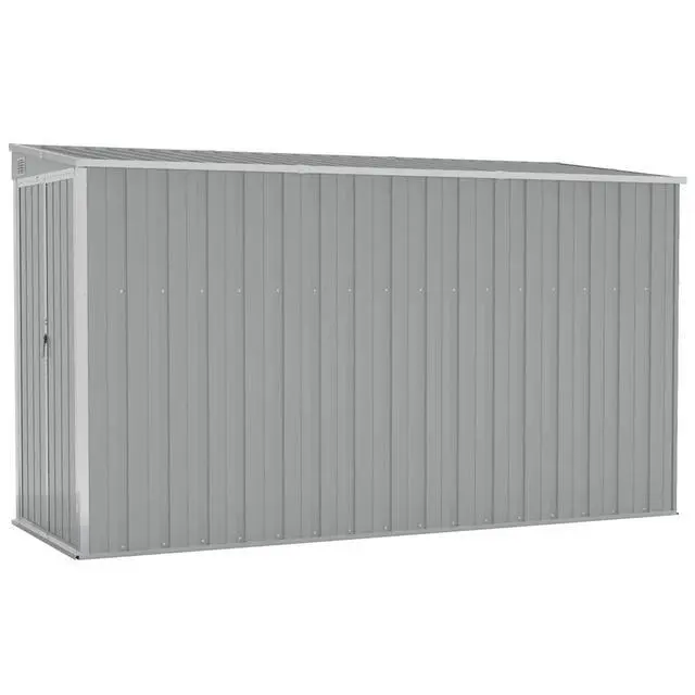 Alt view image 6 of 11 - vidaXL Wall-mounted Garden Shed Gray 46.5"x113.4"x70.1" Galvanized Steel