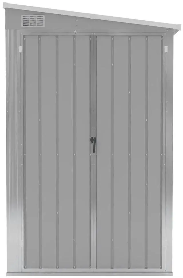 Alt view image 7 of 11 - vidaXL Wall-mounted Garden Shed Gray 46.5"x113.4"x70.1" Galvanized Steel