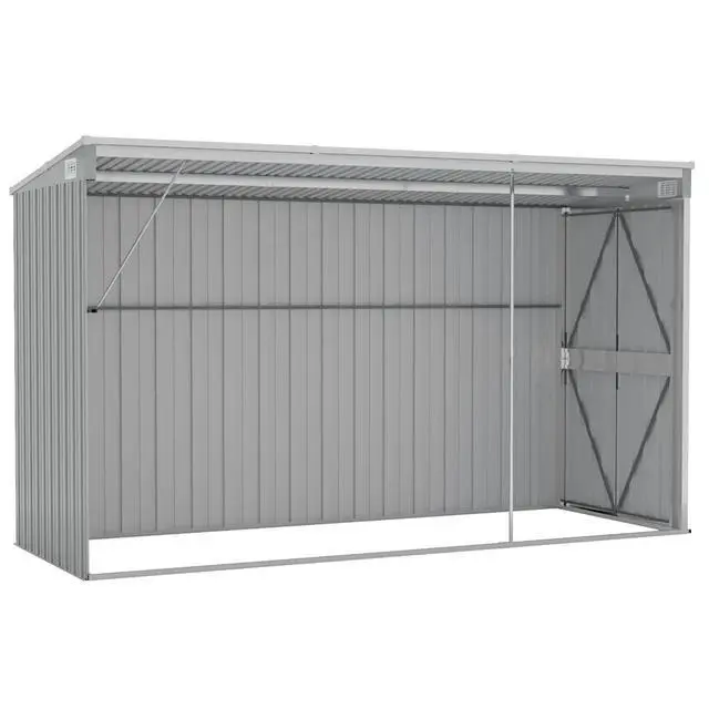 Alt view image 10 of 11 - vidaXL Wall-mounted Garden Shed Gray 46.5"x113.4"x70.1" Galvanized Steel
