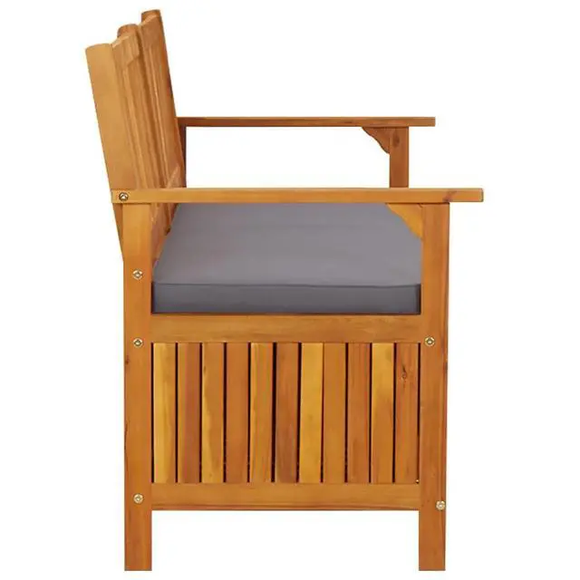 Alt view image 10 of 13 - vidaXL Storage Bench with Cushion 58.3" Solid Wood Acacia