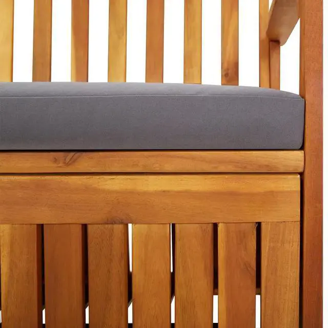 Alt view image 12 of 13 - vidaXL Storage Bench with Cushion 58.3" Solid Wood Acacia