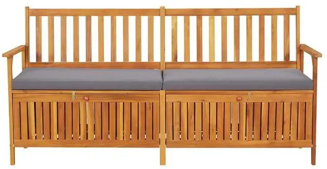 Alt view image 11 of 13 - vidaXL Storage Bench with Cushion 66.9" Solid Wood Acacia