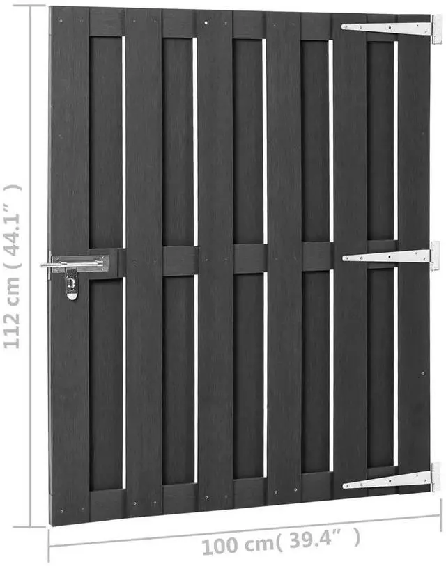 Alt view image 12 of 12 - vidaXL Garden Gate WPC 39.4"x44.1" Gray