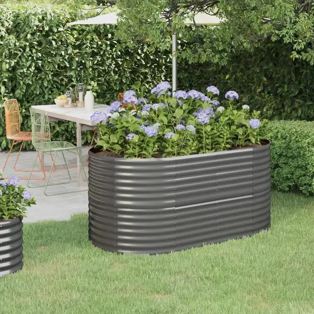 Alt view image 7 of 12 - vidaXL Garden Raised Bed Anthracite Galvanized Steel Large Durable