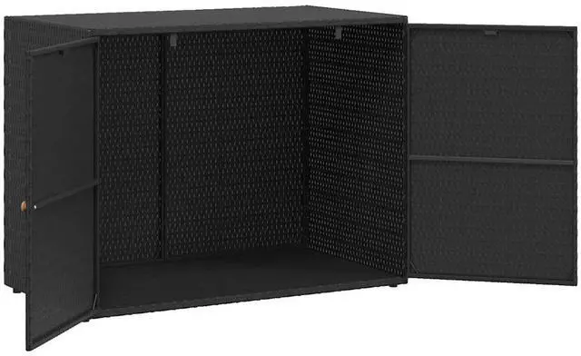 Alt view image 16 of 18 - vidaXL Garden Storage Cabinet Black 39.4"x21.9"x31.5" Poly Rattan