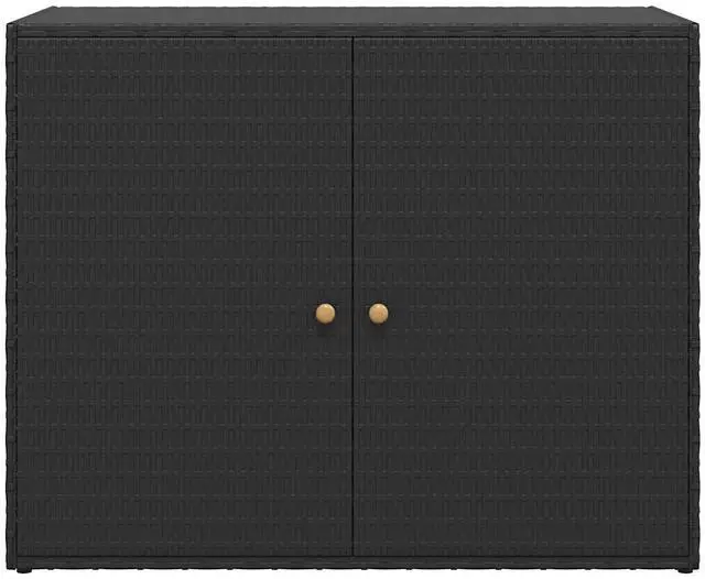Alt view image 17 of 18 - vidaXL Garden Storage Cabinet Black 39.4"x21.9"x31.5" Poly Rattan