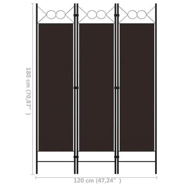 Alt view image 12 of 12 - vidaXL 3-Panel Room Divider Brown 47.2"x70.9"