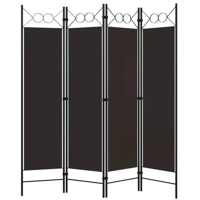 Alt view image 9 of 12 - vidaXL 4-Panel Room Divider Brown 63"x70.9"