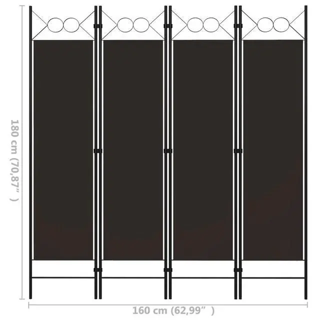 Alt view image 12 of 12 - vidaXL 4-Panel Room Divider Brown 63"x70.9"