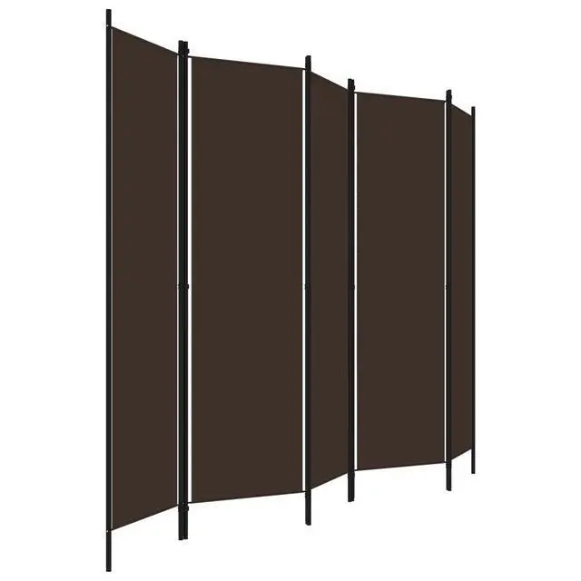 Alt view image 5 of 8 - vidaXL 5-Panel Room Divider Brown 98.4"x70.9"