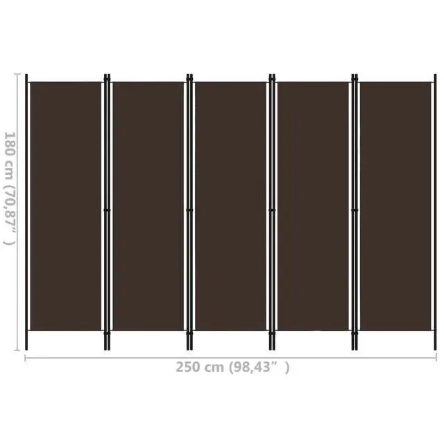 Alt view image 8 of 8 - vidaXL 5-Panel Room Divider Brown 98.4"x70.9"