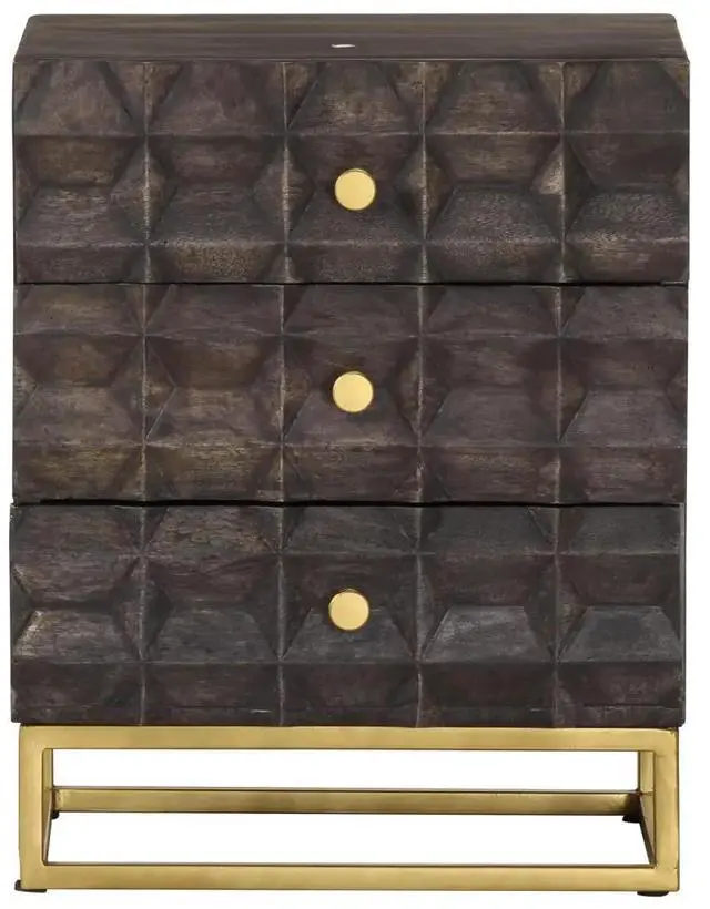 Alt view image 7 of 12 - vidaXL Bed Cabinet Black 15.7"x11.8"x19.7" Solid Mango Wood