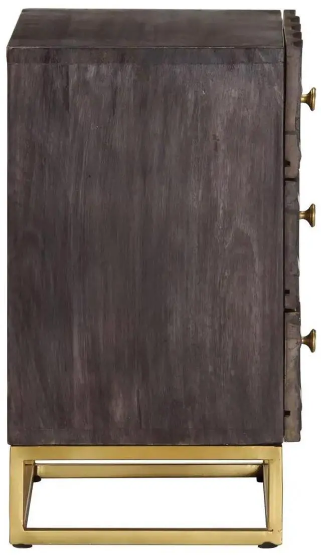 Alt view image 8 of 12 - vidaXL Bed Cabinet Black 15.7"x11.8"x19.7" Solid Mango Wood