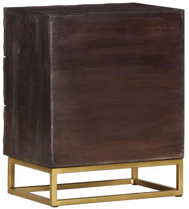 Alt view image 10 of 12 - vidaXL Bed Cabinet Black 15.7"x11.8"x19.7" Solid Mango Wood