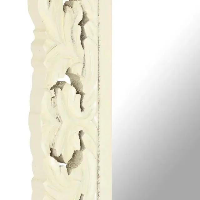 Alt view image 11 of 13 - vidaXL Hand Carved Mirror White 43.3"x19.7" Solid Mango Wood