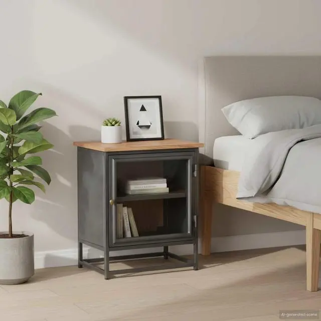 Alt view image 14 of 20 - vidaXL Cabinet Storage Side End Table for Living Room Gray Solid Wood Acacia