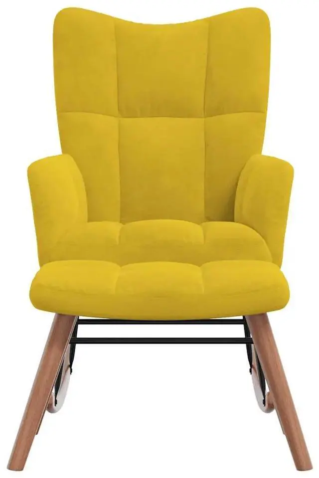 Alt view image 4 of 7 - vidaXL Rocking Chair with a Stool Mustard Yellow Velvet