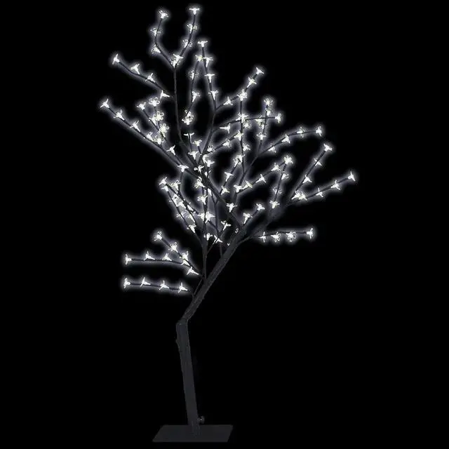 Alt view image 10 of 14 - vidaXL Christmas Tree 128 LEDs Cold White Light Cherry Blossom 47.2"