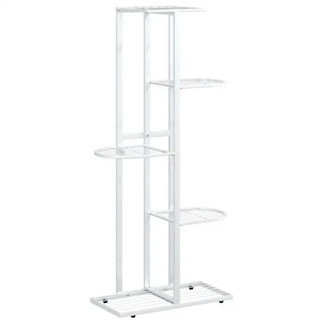 Alt view image 10 of 13 - vidaXL 5-Floor Flower Stand 16.9"x8.7"x38.6" White Metal