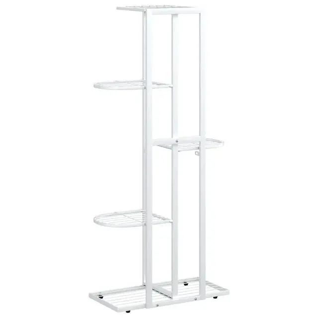Alt view image 13 of 13 - vidaXL 5-Floor Flower Stand 16.9"x8.7"x38.6" White Metal