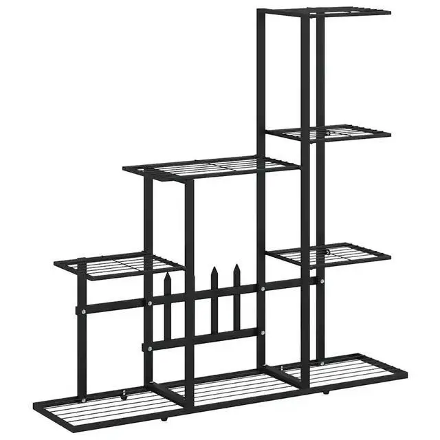 Alt view image 11 of 13 - vidaXL Flower Stand 37.2"x9.8"x34.6" Black Metal