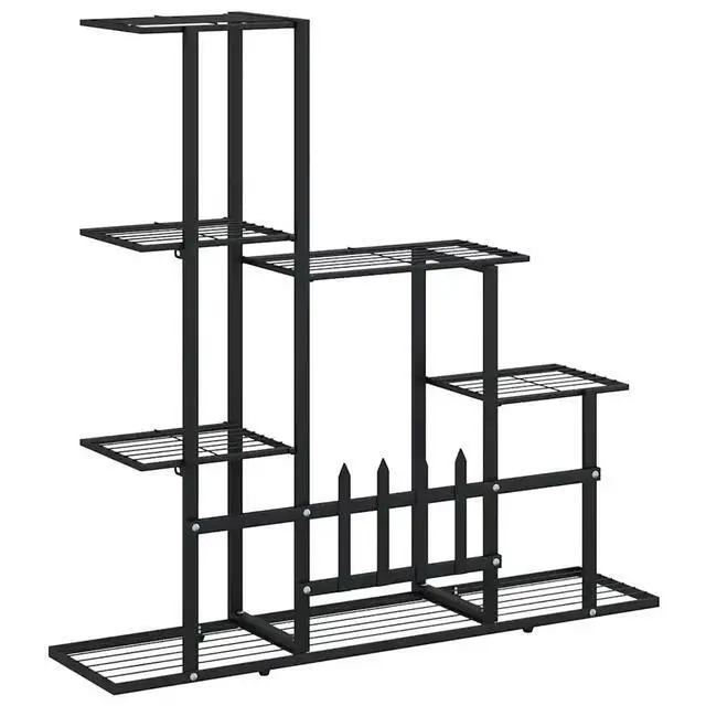 Alt view image 13 of 13 - vidaXL Flower Stand 37.2"x9.8"x34.6" Black Metal