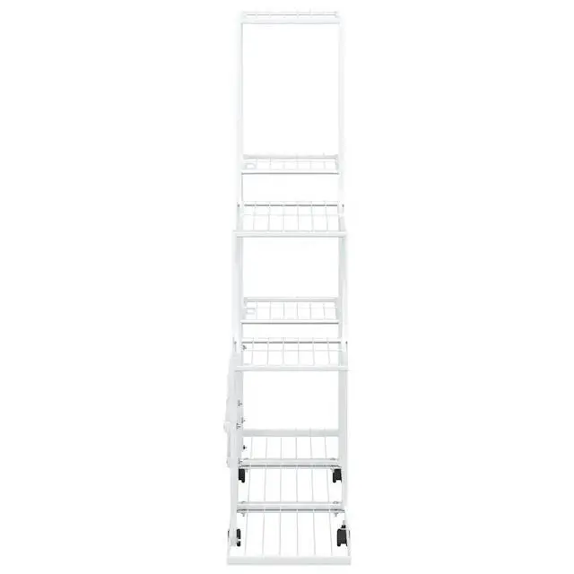 Alt view image 12 of 13 - vidaXL Flower Stand with Wheel 37.2"x9.8"x36.4" White Metal
