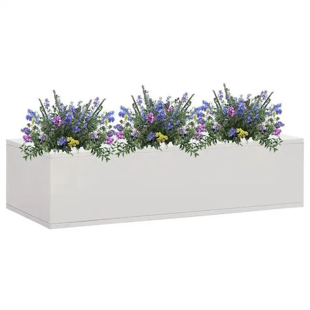 Alt view image 16 of 17 - vidaXL Office Flower Box Light Gray 35.4"x15.7"x9.1" Steel