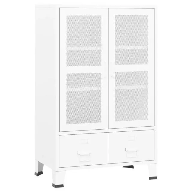 Alt view image 13 of 18 - vidaXL Industrial Storage Chest White 27.6"x15.7"x45.3" Metal