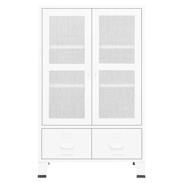 Alt view image 14 of 18 - vidaXL Industrial Storage Chest White 27.6"x15.7"x45.3" Metal