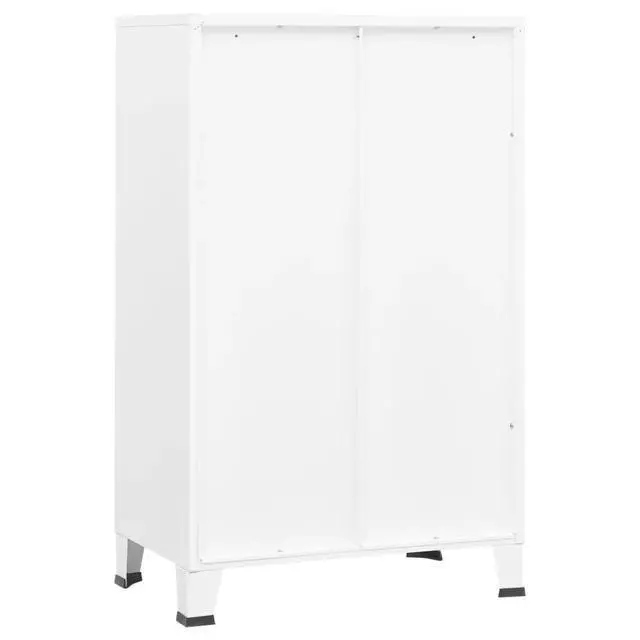 Alt view image 16 of 18 - vidaXL Industrial Storage Chest White 27.6"x15.7"x45.3" Metal