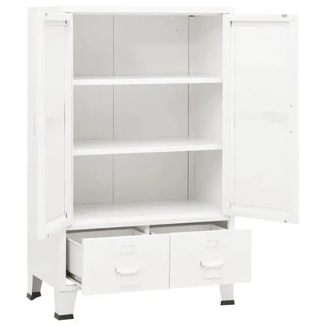 Alt view image 17 of 18 - vidaXL Industrial Storage Chest White 27.6"x15.7"x45.3" Metal